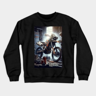 Dirt bike in a shop CGI style - orange Crewneck Sweatshirt